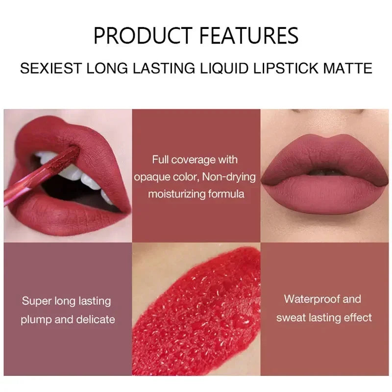 HANDAIYAN 6 pcs set lipstick makeup for women non-stick cup waterproof long lasting Korean cosmetics matte lipstick
